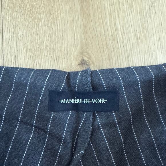 Maniere De Voir Skort Pinstripe Juliette Size US4 Gray White - Picture 3 of 6